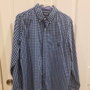 Chap's Easy Care blue plaid long sleeved button-down shirt